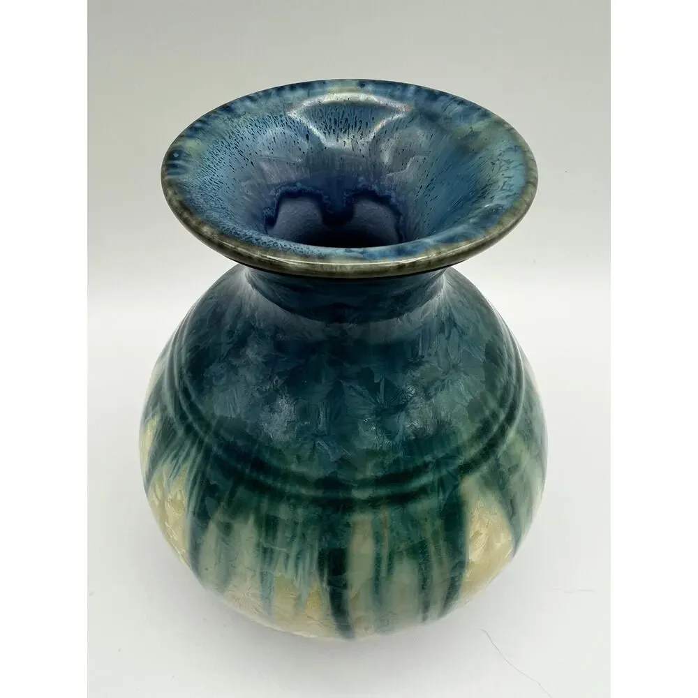 Bill Campbell Studio Art Pottery Crystalline Glazed Vase 5.5” Artist Signed